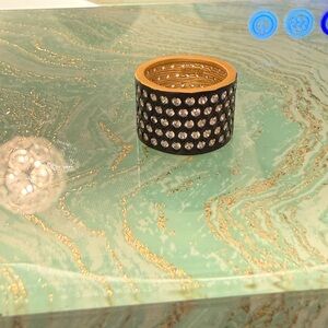 Elegant Black and Gold Ring with Crystal Accents